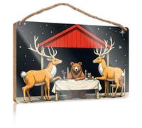 Porch Funny Signs Deer Dinner: A Night Under The Stars With Friends Wooded Sign Signs For Kitchen Bar Signs For Home Decor(20X30CM)