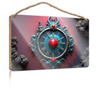 Porch Funny Signs Fantasy Clock With Red Gemstones Against A Pink Background Wooded Sign Signs For Kitchen Bar Signs For Home Decor(23X35CM)
