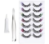 Porch G-oose Outfit Eyelash, 7-Pair Multicolor Natural Cluster Lashes, Lash Clusters, Reusable, Lightweight, Perfect For Women And Girls