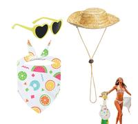 Porch Geese Clothes - Summer Porch Outfits | Decorative Garden Attire | Porch Geese Clothing | Outdoor Geese Outfits,Clothes Sunglasses Straw Hat For Cement Animal Home Furnishings Window Displa