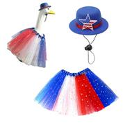 Porch Geese Outfit Set - Patriotic Star Pattern Costume, 23 Inch Decorative Lawn Dress | Tulle Skirt with Hat, Holiday Garden Decor, Festive Outdoor Animal Clothes Use for Home Independence Day
