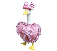 Porch Goose Clothes - Festive Heart Theme Costume Hat 23inch Statue Holiday Patio Lawn Garden Farmhouse Yard Figure Desktop Attire | Charming Valentines Accent For Outdoor Decorative Celebration