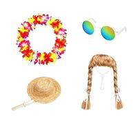Porch Goose Outfits 4 Pieces Duck Straw Hat Glasses Wig