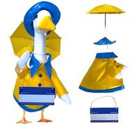 Raincoat Porch Goose Outfits and Personalized Name Sign- Dress Up Your 23in Plastic or Cement Goose with Funny Costumes, Garden Decor Duck Costume for Outdoor Statues