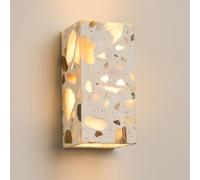 Porch Lights Wall Mount Outdoor Terrazzo Sconce Wall Lighting, 5w 3000k Modern Up Down Accent Lamp, Exterior Ip65 Waterproof Chic Stone Wall Light Fixtures One Color 8x16cm