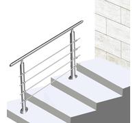 Porch Railing Kit Stainless Steel, Outdoor Handrails for Exterior Steps, Floor Standing Stair Balusters for Deck Loft Garage Balcony Garden Guardrail(L 110cm)