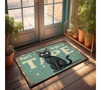 Porch Rugs Outdoor Black Cat Warning: Don'T Forget To Tape! Doormat Retro Rug Farmhouse Kitchen Rug Set(50X80CM)
