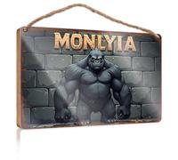 Porch Signs Outdoor Monlyia: The Mighty Gorilla Guardian Wooded Sign Funny Bathroom Wall Art Door Signs Decorations(20X30CM)