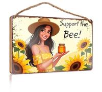 Porch Signs Outdoor Support The Bee: A Celebration Of Nature'S Sweetness Wooded Sign Funny Bathroom Wall Art Door Signs Decorations(20X30CM)