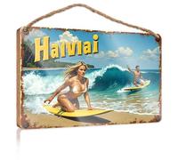 Porch Signs Outdoor Surfing Paradise: A Tropical Adventure In Hawaii Wooded Sign Funny Bathroom Wall Art Door Signs Decorations(15X28CM)
