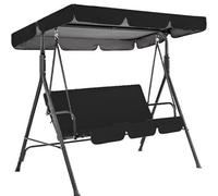 Porch Swing Canopy, Replacement Waterproof Swing Top Cover, 210D Thickened Oxford Waterproof Swing Replacement, for Outdoor Garden Swings Chair(Black,190 * 132 * 15cm)