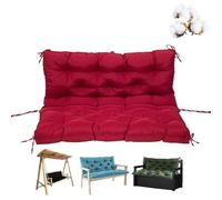 Porch Swing Cushions with Backrest, 2-3 Seater Outdoor Bench Cushion Waterproof Garden Furniture Cushions with 8 Nonslip Ties Replacement Seat Cushions for Patio Outdoor Furniture