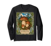 Porcini Mushroom Vintage Botanical Illustration Long Sleeve T-Shirt
