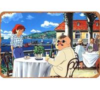 Porco Rosso Anime Poster Home Wall Art Decoration Retro Metal Tin Sign 8x12 inch