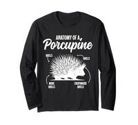 Porcupine Anatomy Funny Animal Vintage Porcupine Lover Long Sleeve T-Shirt