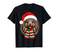 Porcupine Christmas Santa Hat Scarf Fun Animal Lover Xmas Value Graphic T-Shirt