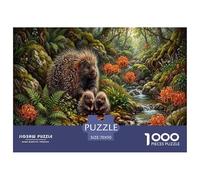 Porcupine Family Jigsaw Puzzles Puzzle for Adults Kids. 1000 Pieces Forest Stream Impossible Challenge Toy Home Decoration for Gifts 70x50cm/1000pcs