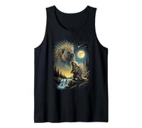 Porcupine Howling to The Moon Meme Funny 90's Porcupine Tank Top