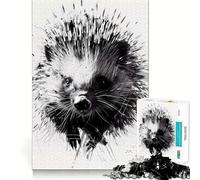 Porcupine Watercolor Jigsaw Puzzle 1000 Piece for Adults Smart Reason Toy Home Pastime Smooth Edge Art Collectible (50x75cm)