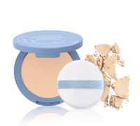 Pore-Blurring Lightweight Foundation Setting Powder with Mirror, Translucent Pressed Powder for Mature Skin, Matte Flawless Waterproof & Long-Lasting Effect,Oil Control Makeup, Natural Beige