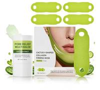Pore Relief Multi Balm Stick + V-Lifting Mewing Band - Cooling De-Puffing Pore Minimizer & Double Chin Lifting Mask for Sagging Skin & Puffiness - Korean Skincare Set with Cactus Extract & Collagen