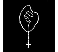 Porfeet Car Sticker, Mary Rosary Compact Car Auto Trunk Body Bumper Window Decorative Decals Sticker White