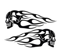 Porfeet Motorcycle Sticker, 2Pcs Universal Motorcycle Motorbike Gas Tank Skull Flame Decals Sticker Decor Black