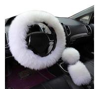 Porfeet Steering Wheel Cover Set, 3Pcs/Set Faux Wool Steering Wheel Gear Shift Rod Brake Fluffy Cover Car Decor White One Size