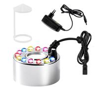 PORFOYO 12 LED Fog Machine, Ultrasonic Nebuliser, Ultrasonic Mist Machine, Mini Mist Machine, Mist Generator, Aquarium Mist Machine for Water Fountains, Halloween, Ponds, Wigwams, Aquariums (Silver)