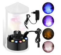 PORFOYO Mini Fog Machine, 12 LED Fog Machine, Ultrasonic Nebuliser, Ultrasonic Mist Generator, Aquarium Mist Machine for Water Fountains, Halloween, Ponds, Wigwams, Aquariums (Black)