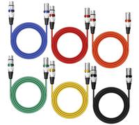 PORFOYO Pack of 6 XLR Cable, 2 m Microphone Cable, XLR Balanced Audio Extension Cable, Bush Compatible with Amplifier for PA System, Studio Recorder, Amplifier, Mixer (Multi-Colour)