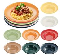 PORFOYO Pasta Plates, Soup Plates, Deep Pack of 8, Round Pasta Plates, Diameter 23 cm, Plastic Soup Plates, Reusable Deep Plates, Colourful Dinner Plate Set for Pasta, Steaks, Salads, Dishwasher Safe