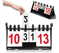 PORFOYO Scoreboard Scoreboard Sports Competition Scoreboard, 4-Digit Score Counter, Portable Folding Counting Board for Table Tennis, Badminton, Basketball, Volleyball, Handball, Boxing (White/Red)