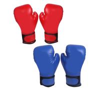 Porgeel 2 Pair Boxing Gloves for Men Women, Red & Blue Boxing Gloves, Breathable PU with Fastening Tape, Stuffed Mitts for Training, Exercising, Game