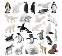 Porgeel 26Pcs/Set Polar Animals Figurines for Kids, Realistic Plastic Polar Animals Figurines, Small Animal Toys for Kids Early Educational, Birthday Cupcake Topper