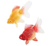 Porgeel 2Pcs Fake Goldfishs, Artificial Aquarium Plastic Fish Model Realistic Moving Yellow & Red Goldfishs Floating Fish Tank Decorations