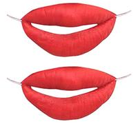 Porgeel 2Pcs Fake Lips, Sausage Mouth Funny Toys, Latex Red Lip Props with String Funny Lip Toys April Fools Day Joking Big Sausage Lips for Cosplay Cartoon Red Decor