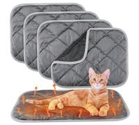 Porgeel 4PCS Self Heating Cat Pad 16x20 inch Soft Cozy Non Slip Self Warming Cat Mat Washable Pet Mat for Indoor Outdoor Grey