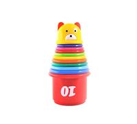 Porgeel Baby Bear Educational Toys Stacking Nesting Cups Building Toys Stack Up Cups 9-Piece Set for Kids with Figures and Letters