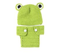 Porgeel Baby Turtle Costume Newborn Baby Photography Cute Green Frog Photo Props Outfits Crochet Knitted Costume With Hat