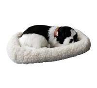 Porgeel Breathing Stuffed Animal Sleeping Dogs on Pad Realistic Breathing Dog, Interactive Plush, Battery Operation Realistic Puppy for Kids Children, White