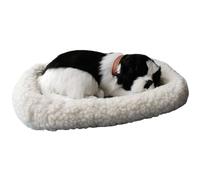 Porgeel Breathing Stuffed Animal Sleeping Dogs on Pad Realistic Breathing Dog, Interactive Plush, Battery Operation Realistic Puppy for Kids Children, White
