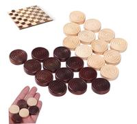 Porgeel Checkers Pieces 24Pcs Wooden Smooth Spiral Engraved Draughts Pieces Educational Round Painted Backgammon for Kids Board Game