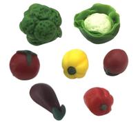 Porgeel Dollhouse Vegetables 7Pcs/Set Realistic Resin Miniature Vegetables Includes Cauliflower, Tomato, Eggplant, Broccoli & Pepper 1:12 Scale Dollhouse Accessories for Kitchen, Market
