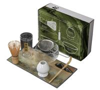 Porgeel Matcha Whisk Set 7PCS/Set Including Matcha Whisk and Bowl, Sifter, Holder and Tea Cloth, Spoon and Scoop Stand, Kit for Tea Lover Gift.