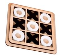 Porgeel Noughts and Crosses Game for Kids Interactive Developmental Noughts and Crosses Wooden Mini Smooth Odor-free XO Game Board Games for Family Party, Black + White