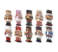 Porgeel Nutcracker Ornaments for Christmas Tree 20Pcs Wood 2D Hanging Nutcracker Ornaments Christmas Decor for Holiday Home & Party, 3.15 Inch