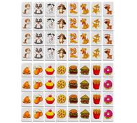 Porgeel Push Tile Game 64 Pcs Set Adorable Dog And Food Patterned Mahjong Tile Set Plastic 1.2x0.9x0.6 Inch Push Game for Kids Adults