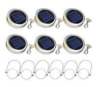 Porgeel Solar Mason Jar Lid Light with 2m String Lights Handle 20 LEDs Hanging Lantern Lamp for Garden Decoration Warm Light 6PCS