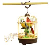 Porgeel Talking Bird, Sound & Motion-Activated & Realistic Bird Sounds Device in Cage, 3 Chassis Replacements & Battery-Operated Talking Parrot with Moving Beak for Room, Desk